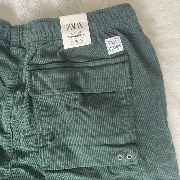 Zara Forest green corduroy parachute joggers, size XL (36-42” waist) - Picture 2 of 4